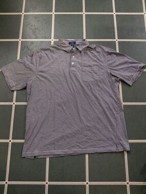 Hickey Freeman Navy and White Striped Polo